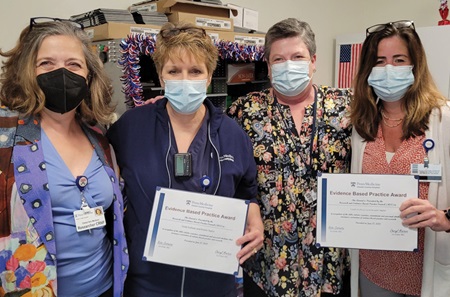 Cheryl Monturo, Linda Sullivan, Cindy Brockway, and Kristin Taylor, recipients of the Chester County Hospitals third annual Evidence-Based Practice Award.
